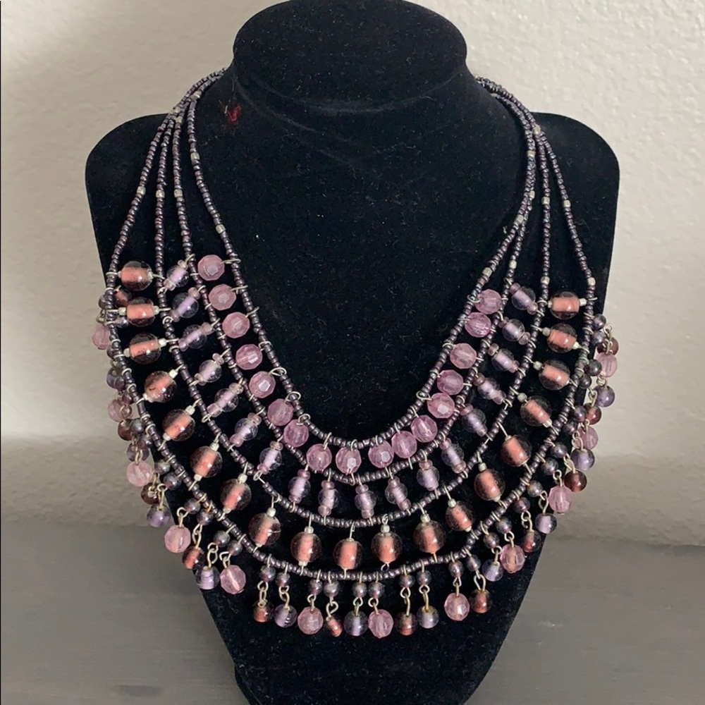 Beautiful Purple Tiered Necklace Choker